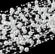 5m White Pearl Bead Garland String Chain Wedding Party Decoration DIY Craft Trim