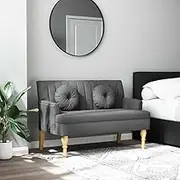 Home Decor | Upholstered Decorative Bench with Cushions and Backrest | Bench Chair Seat for Entryway and Living Room | 113 x 64.5 x 75.5 cm