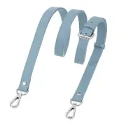 0.7" Genuine Leather Purse Strap for Bag (Sky Blue, Silver Buckle)