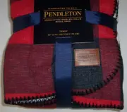 NWT Pendleton ROB ROY Red/Black Plaid SHERPA/COTTON Throw Blanket 50" x 70" NICE