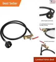 Propane Refill Adapter Hose 48" - Safe ON/Off Control Valve - Camping Grill