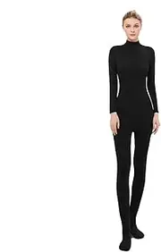 [UINASH] Long Sleeve Unitard Mock Turtleneck Footed Spandex Bodysuit Costume Jumpsuit Adult Unisex