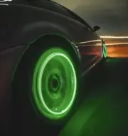 2X LED Green Rechargeable Light Flashing Tyre Wheel Valve Stem Cap Car Bike