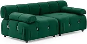 Foret 2 Seater Sofa Modular Arm Seat Tufted Velvet Lounge Couch Chaise Green