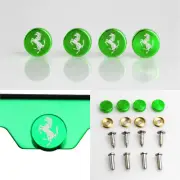 Laser Etched 4 Green Aluminum Ferrari License Plate Frame Fastener Screws Cap (for: Ferrari)
