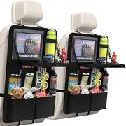 Yuragim Car Seat Back Protector, Pack of 2 Car Seat Organiser with Table, Car Back Seat Organiser with Tablet/Phone Storage, Waterproof Storage Bags for Children, Long Car Trips Seat Protector