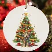 Cute Irish Wolfhound Dog Reindeer Antler Christmas Ornament Gift Tree Decor