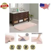Comforting Shag Bath Mat - Large 24" x 60" Blush Non-Slip Rug for Cozy Bathrooms
