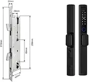Smart Door Lock, Waterproof Tuya WiFi Fingerprint Locks Round Handle Electronic Smart Sliding IC Card Code Lock for Aluminum Glass Push Pull Door,Digital Smart Door Lock (Color : Black 2885 Hook, S