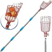 COCONUT Fruit Picker Pole with Basket Telescoping, 10 FT Fruit Picker Tool for Mango Orange Lemon Apple, Fruits Catcher Tree Picker for Getting Fruits