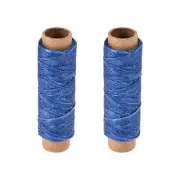 2pcs Leather Sewing Thread 33 Yards 150D/1mm Waxed Flat Cord (Blue)