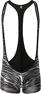 [Utcelut] Men's Slim Fit One-Piece Bodysuit Leopard Prints Suspender Boxer Shorts Leotard
