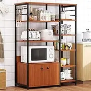 Kitchen Organizer Rack, for Kitchens with Storage Free Standing Kitchen Utility Cart Storage Shelf Organizer Utility Microwave Stands (Color : Brown, Size : 78x30x130cm)