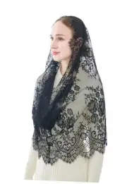 Spanish Infinity Veils for Church Lace Chapel Veils Catholic Church Veil Black
