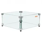 VEVOR Gas Fire Pit Wind Guard for Square Fire Table, 493 x 493 x 191 mm Clear Tempered Wind Guard for Firepits, 8mm Thick Square Glass Shield, Glass P