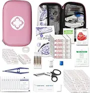 276 PCS Emergency First Aid Kit for Home, Camping Essentials Emergencies Survival Gear for Outdoor Adventure First Aid Kits Refill Supplies for Car Hiking Skating Boating, Pink