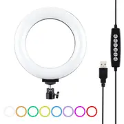10 Mode Usb Led Ring Light with Tripod and Ball Head - 6.2 Inch Diameter