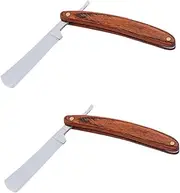 Beavorty 2Pcs Manual Shaver Vintage Wood Handle Beard Trimming Tool for Eyebrow Shaping Head Shaving Durable Razor for Professional Home Use