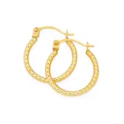 9ct Gold 10mm Beaded Hoop Earrings
