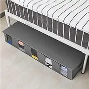 2 Pcs Under Bed Storage Bag with Reinforced Handle and Transparent Window, Under Bed Storage Bag, Wardrobe, Dustproof And Moisture-proof Organizing Box, Foldable Cotton Quilt Storage Bag, 97x33x15cm