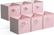 [GRANNY SAYS] Cube Storage Boxes, Pack of 6 Large Storage Cubes 33x33x33, Square Storage Boxes for Shelves, Collapsible Storage Cube Boxes, Kallax Storage Boxes for Organising Clothes Kids Toys, Pink
