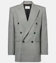 [Saint Laurent] Saint Laurent Double-breasted wool twill blazer UK 10 grey