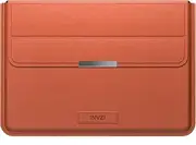 INVZI MacBook Sleeve, Vegan Leather Bag Compatible with 15”/16" MacBook Pro M3/M2/M1/Max 2024-2019, Compact Design with Invisible Stand (Saddle Brown)