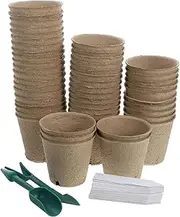 TOYANDONA 1Set Organic Paper Planting Pots Seedling Containers with Drainage Labels for Home Gardening Balcony Decor and Outdoor Plants