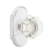 Emtek Old Town Clear Crystal Door Knob Privacy #8 Rosette Polished Chrome