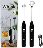 Rechargeable USB Whisk, Electric Milk Frother & Egg Beater, 3-Speed Handheld Mixer