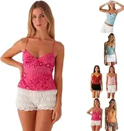 [Generic] Sequin Beaded Halter Top, Y2k V Neck Glitter Sparkle Embellished Tops, Backless Cross Straps Camisole Crop Tank Women