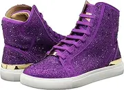 [Enzo Romeo] Men's Fashion High Top Crystal Shimmer Rhinestone Blink Flat Sneakers Shoes