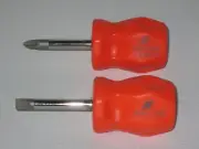 NEW! Snap-on Stubby Screwdriver Set Phillips & Flat Tip ORANGE SHD1O & SHDP22IRO