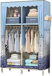 Coat Stand Portable Wardrobe Fabric Wardrobe Creative Wardrobe Open Single Wardrobe Solid Wood Baby Wardrobe partitions Space Saving Stable Assembly Wardrobe I Portable