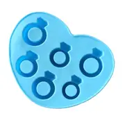 4Pcs Creative Diamond Ring Shape 6-Grid Ice Cube Tray(Blue)