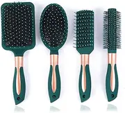 Uandhome 4 Pack Hair Brush Set Anti Static Massage Oval Comb Round Hair Scalp Massage Comb Vent Hair Brush Detangling Brush Paddle Brush for Women Men