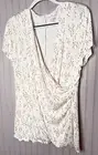 Lane Bryant Womens TOP 14 16 White Yellow Whimsy Floral Faux Wrap Soft NEW