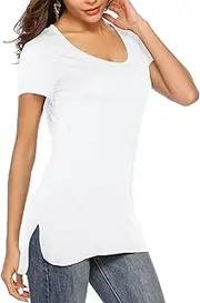 [Florboom] Womens Casual Tshirts Short/Long Sleeve Scoop Neck Long Fitted Tops Plain T Shirts