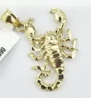 100% Real 10K Yellow Scorpio Scorpion Pendant Charm Zodiac Sign
