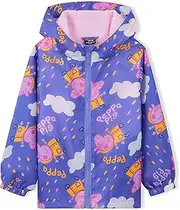 [Peppa Pig] Girls' Rain Jacket - Raincoat Children's Fleece Lined Jacket with Hood for Children from 2-6 Years