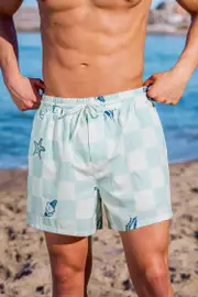 Cupshe Seashell Chess Checkered Board Shorts - L