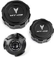 MT 09 MT-09 MT 09 SP 2021-2024 2023 Motorcycle Front Rear Brake Fluid Cylinder Reservoir Cover Engine Oil Filler Cap(Black Combo (3pcs))