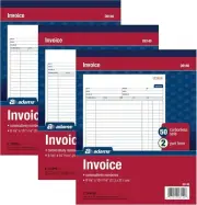 Professional 2-Part Carbonless Invoice Book - 3 Pack, 50 Sets Each, Soft Cover