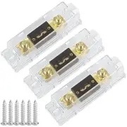 3 Pack 150 Amp Anl Fuse Holder Kit 0/2/4/8 Gauge Awg 150a Fuses Block For Car Au
