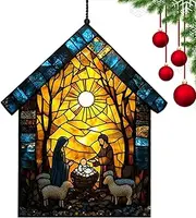 Stained Glass - Nativity Acrylic Suncatchers | Long Lasting Stained Glass Suncatchers | Sturdy Window Suncatchers | Vibrant Colors Garden Suncatchers Holiday Decorations for Living Room