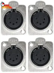 CESS 5 Pin XLR Female Socket Connector Panel/Chassis Mount (4 Pack)