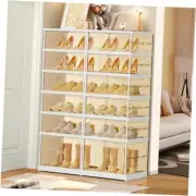 6 Tiers 12-24 Pairs Foldable Shoe Boxes Large Plastic Shoe Storage Rack