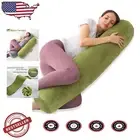Luxurious 47" Round Body Pillow in Green - Supportive Velvet for Restful Sleep