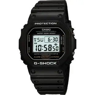 【CASIO 卡西歐】學生錶 G-SHOCK 經典DW-5600系列電子手錶-黑/42mm 畢業禮物(DW-5600E-1)