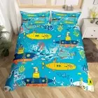 Bedding Set Twin Size Kids Ocean Creature Submarine Comforter Cover Set for